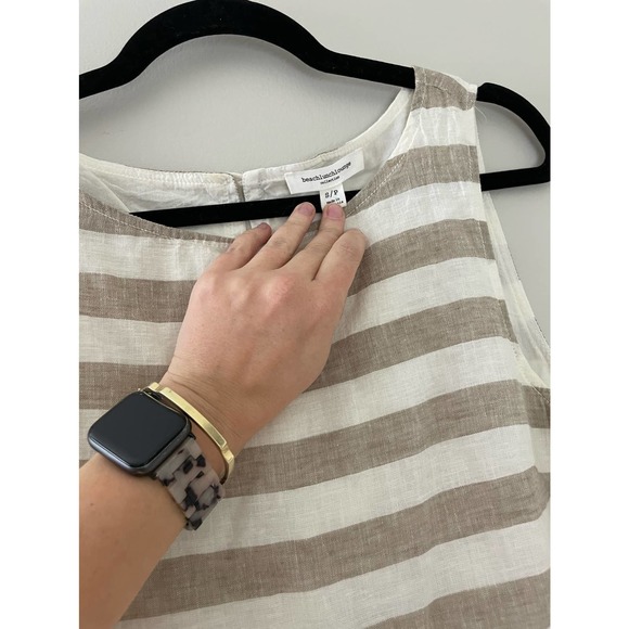 Beach Lunch Lounge‎ Stripe Linen Cotton Blend Shift Dress Small - Picture 2 of 3